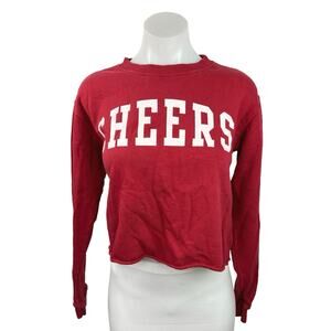 Don’t Ask Why Red Women’s Cotton Cropped Cheers Sweatshirt Long Sleeve One Size